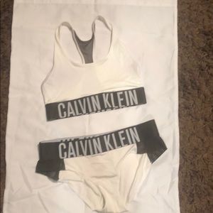 White and black Calvin Klein sports bra set